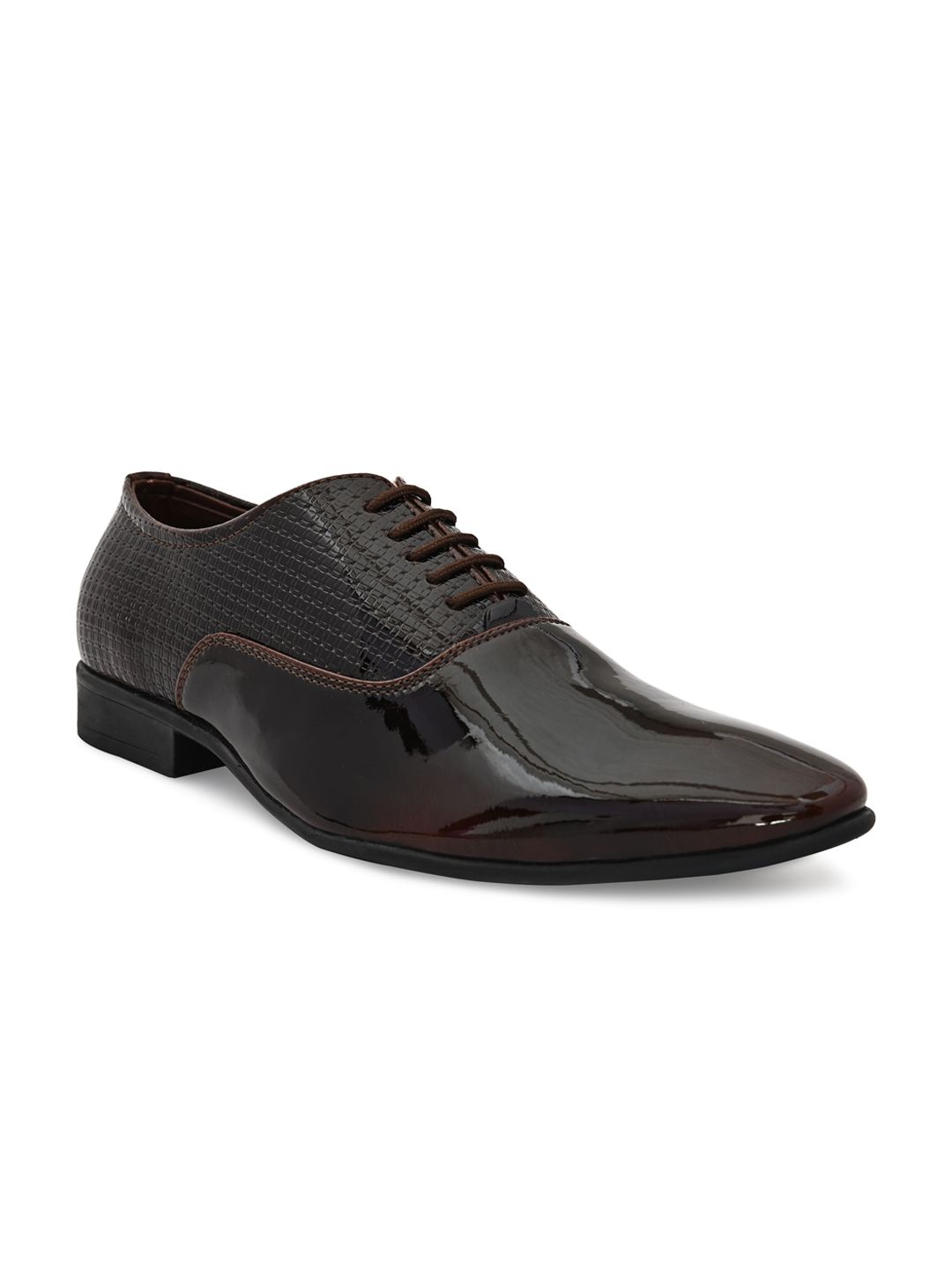 San Frissco Men Brown Woven Design Derby Formal Shoes-picture-20