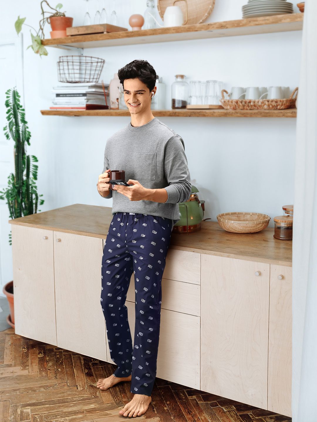 U.S. Polo Assn. Men Blue & White Printed Cotton Lounge Pants-picture-43
