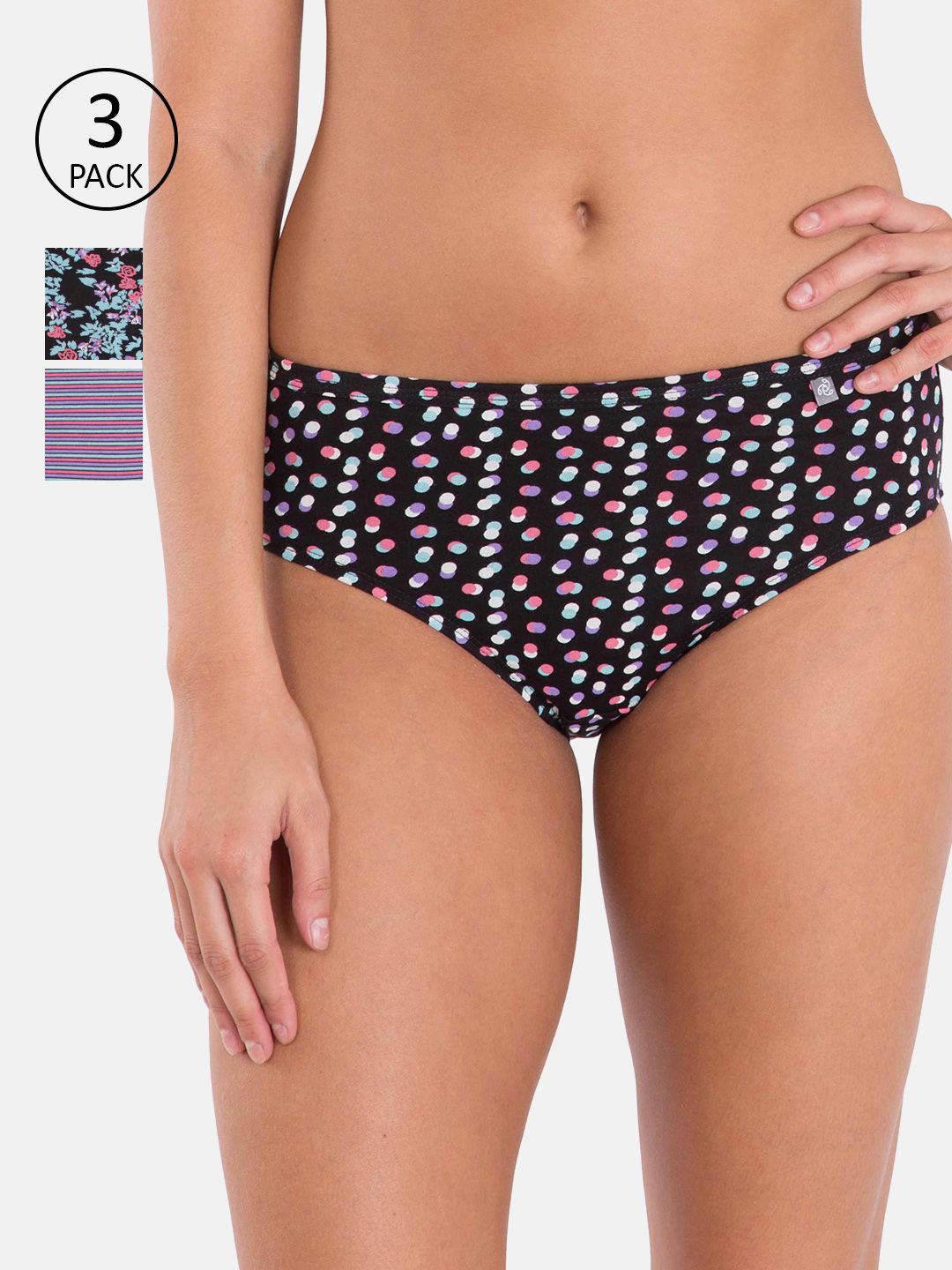 Jockey Women Pack of 3 Assorted Printed Hipster Briefs 1406-0310