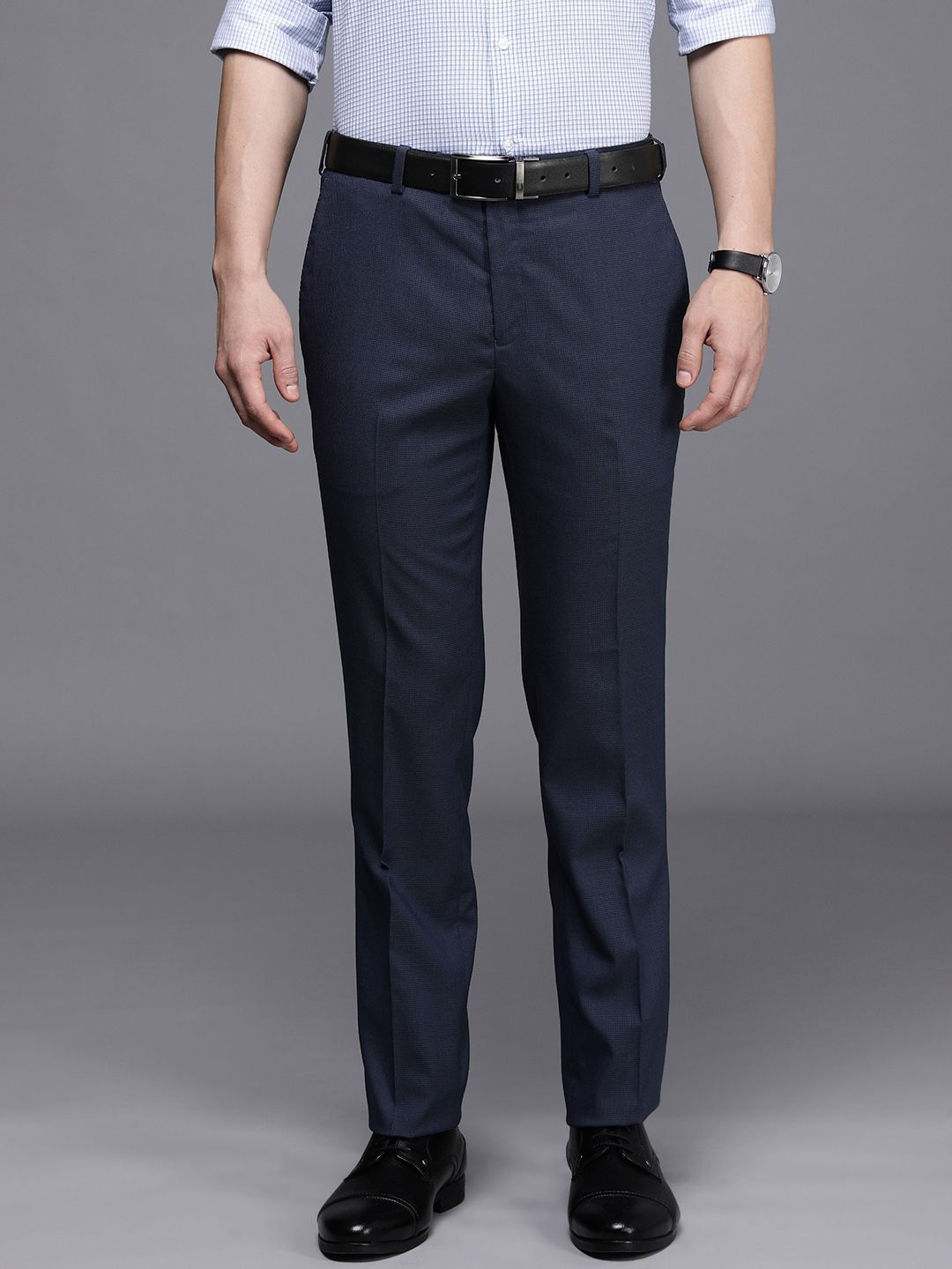Raymond Men tDark Blue Slim Fit Formal Trousers-picture-12