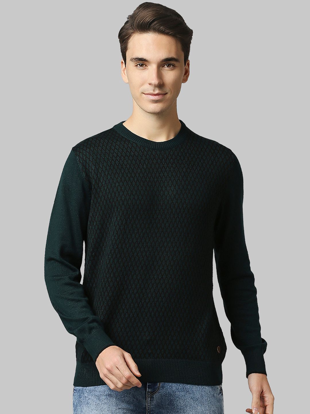 Raymond Men Green & Black Printed Pullover-picture-31