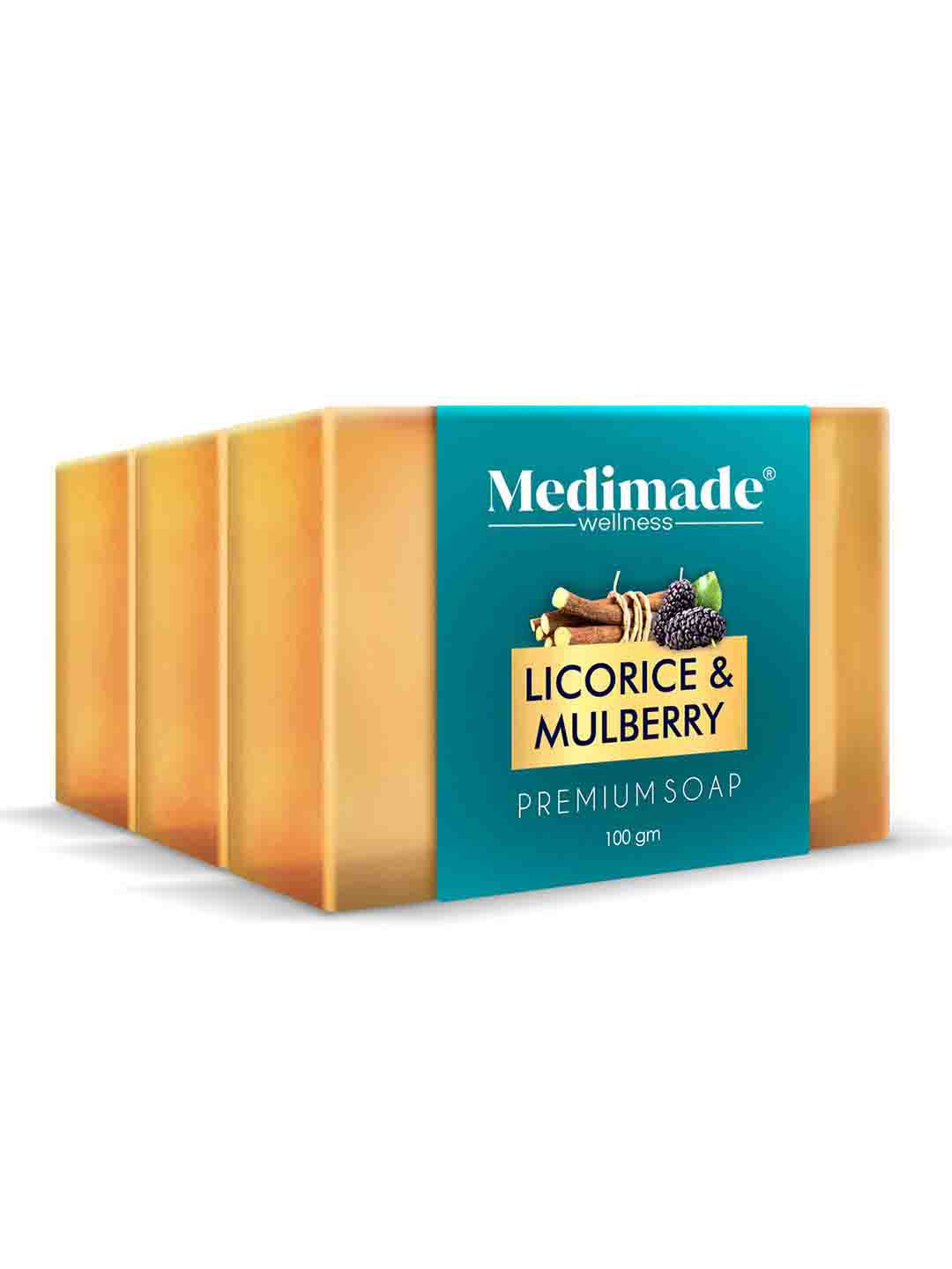 Medimade Set of 3 Licorice & Mulberry Premium Beauty Soap for Skin Radiance-100g Each-image-6