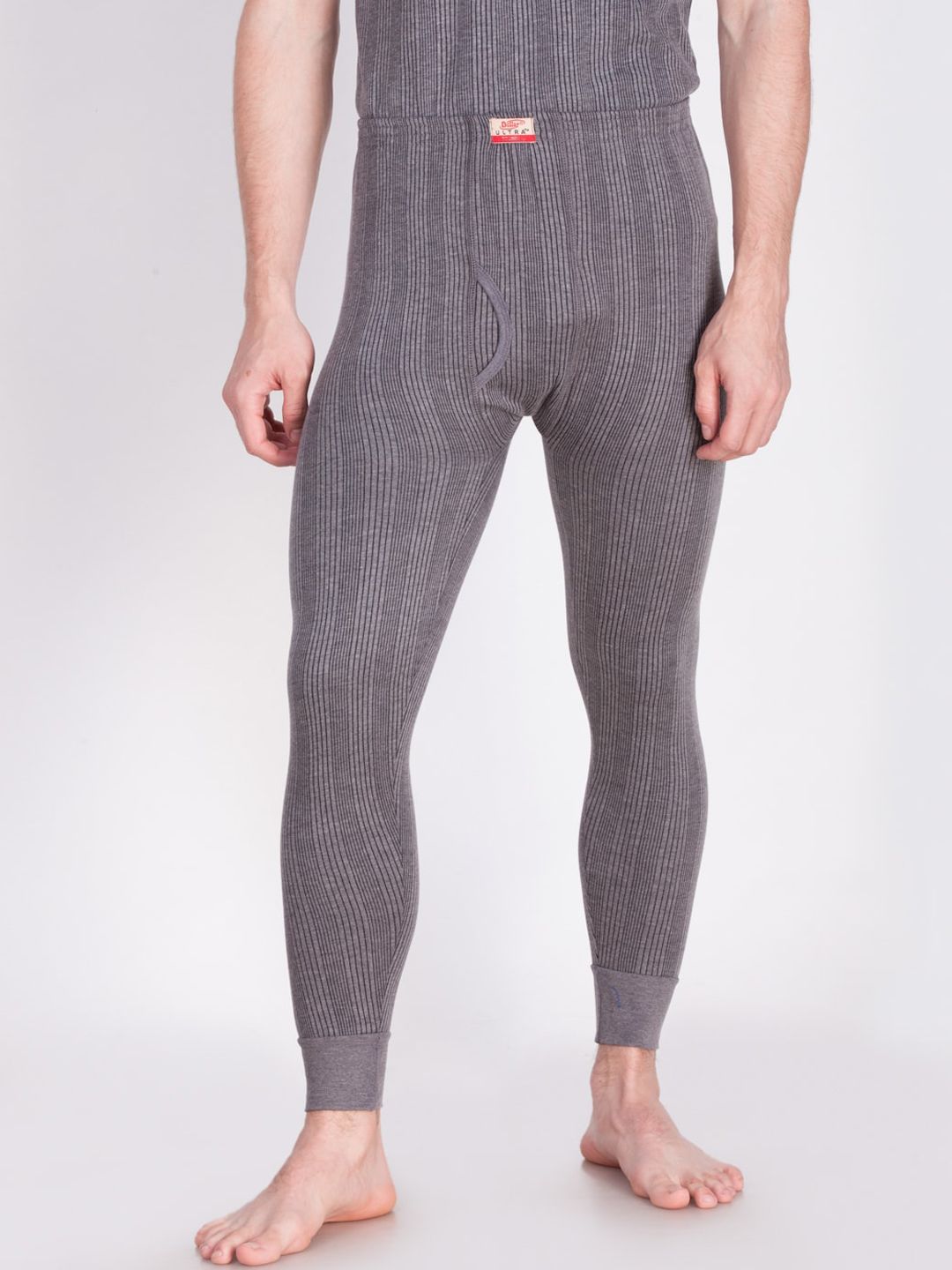 Dollar Ultra Men Charcoal-Grey Striped Thermal Bottoms-image-18
