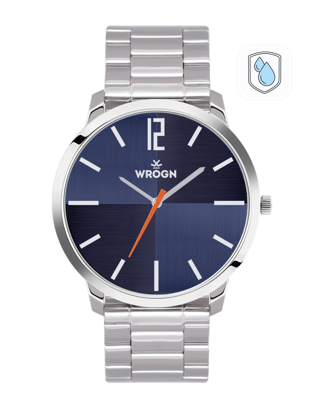 WROGN Men Blue Printed Dial & Steel Toned Stainless Steel Straps Analogue Watch WRG00107A-picture-19