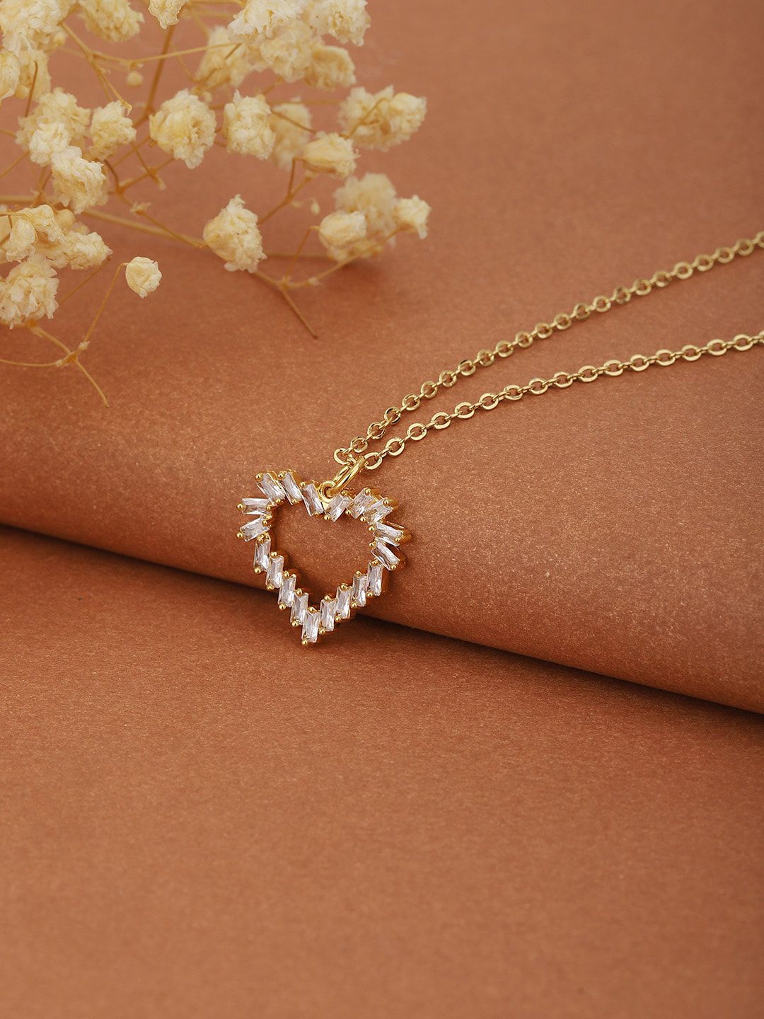 Carlton London Women Gold-Plated CZ Studded Pendant with Chain-picture-39