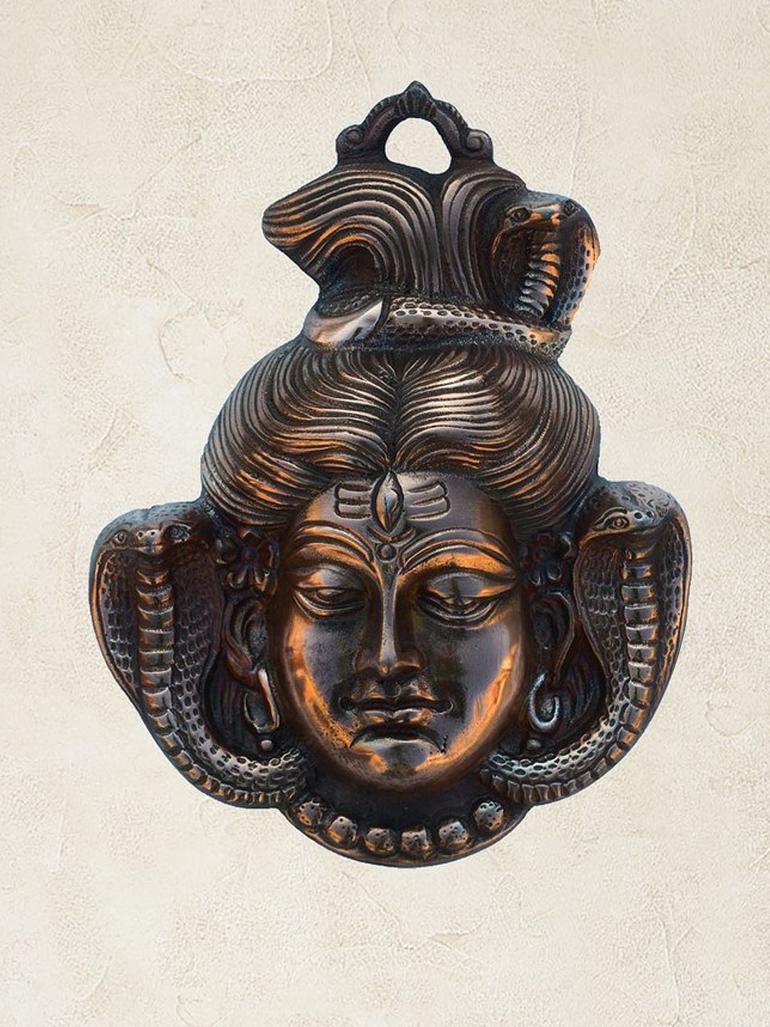 eCraftIndia Copper-Toned Metal Lord Shiva Idol Wall Hanging-image-43