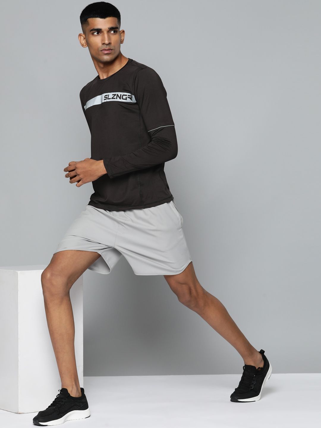 Slazenger Men Black Brand Logo Printed T-shirt