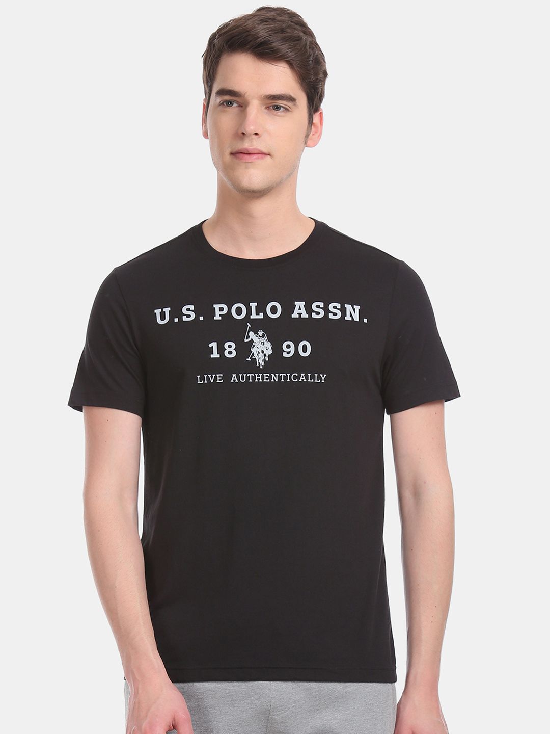 U.S. Polo Assn. Men Black Printed Comfort-Fit Lounge T-Shirt-picture-34