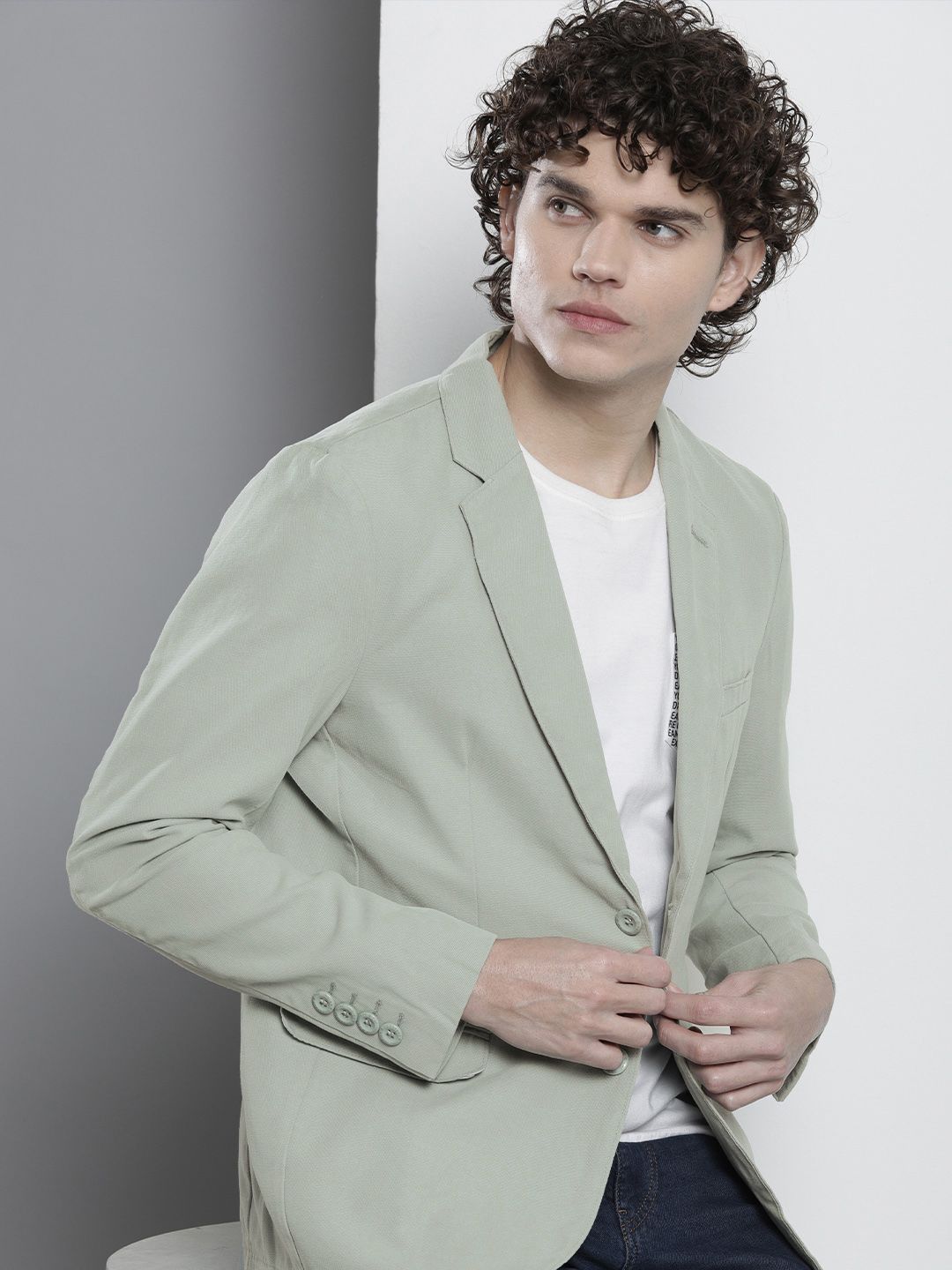 the indian garage co The Indian Garage Men Co Slim-Fit Pure Cotton Single-Breasted Blazer-picture-41