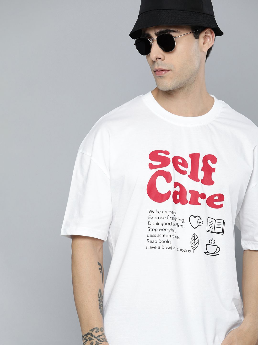 Kook N Keech Men White Typography Printed Drop-Shoulder Sleeves Pure Cotton Oversized T-shirt-picture-38