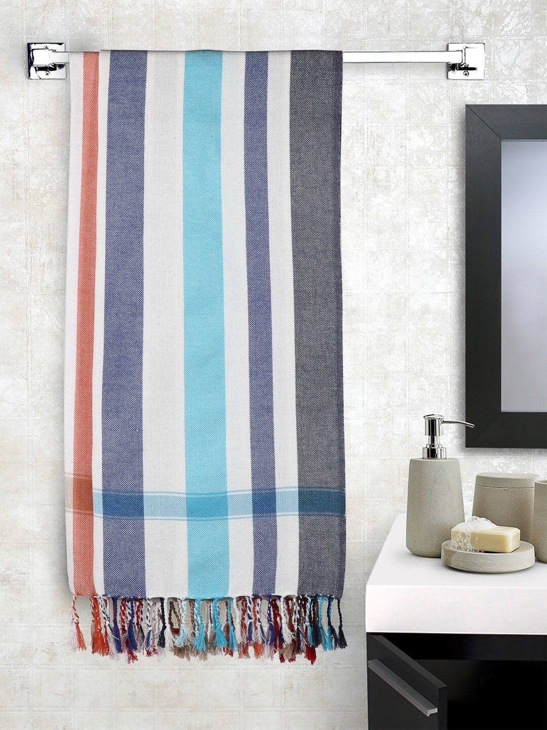 Arrabi Set Of 2 Striped Handwoven Cotton Bath Towels-image-22