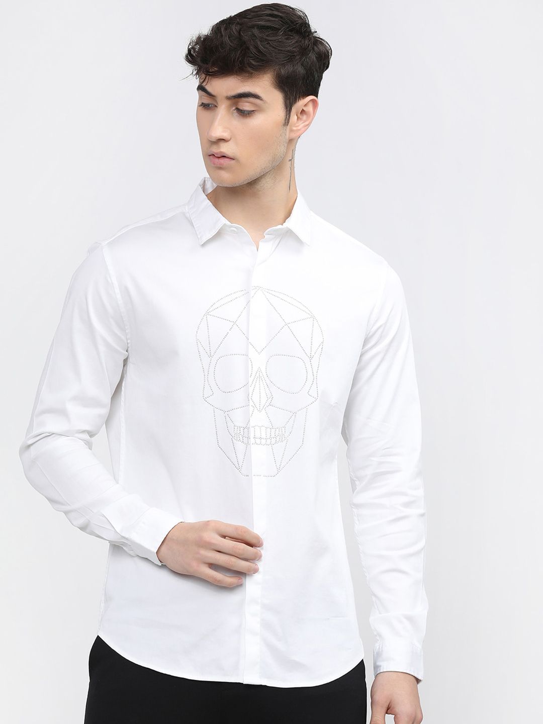 HIGHLANDER Men White Slim Fit Opaque Casual Shirt-picture-37