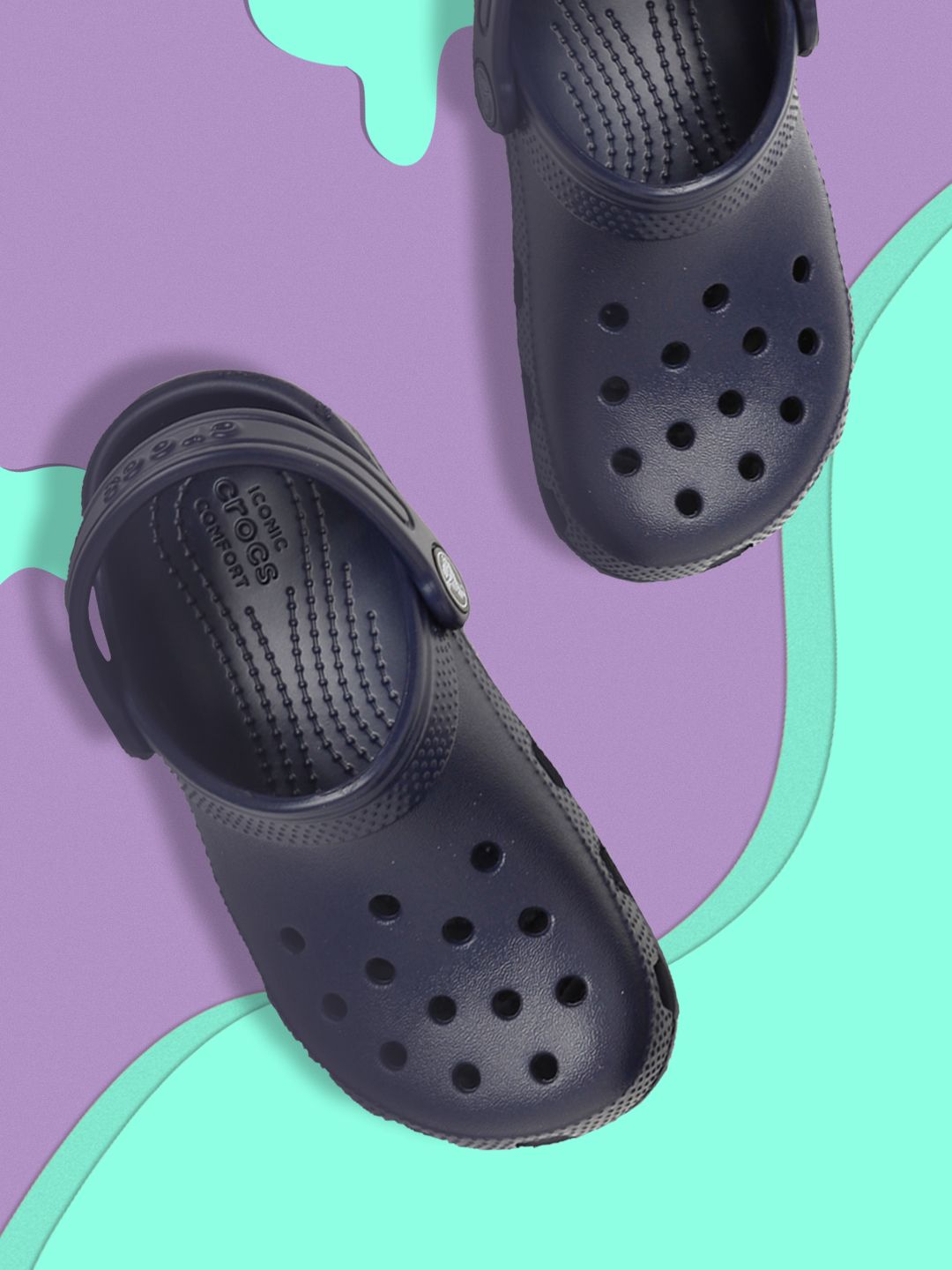 Crocs Kids Unisex Navy Blue Solid Croslite Classic Clogs-picture-34