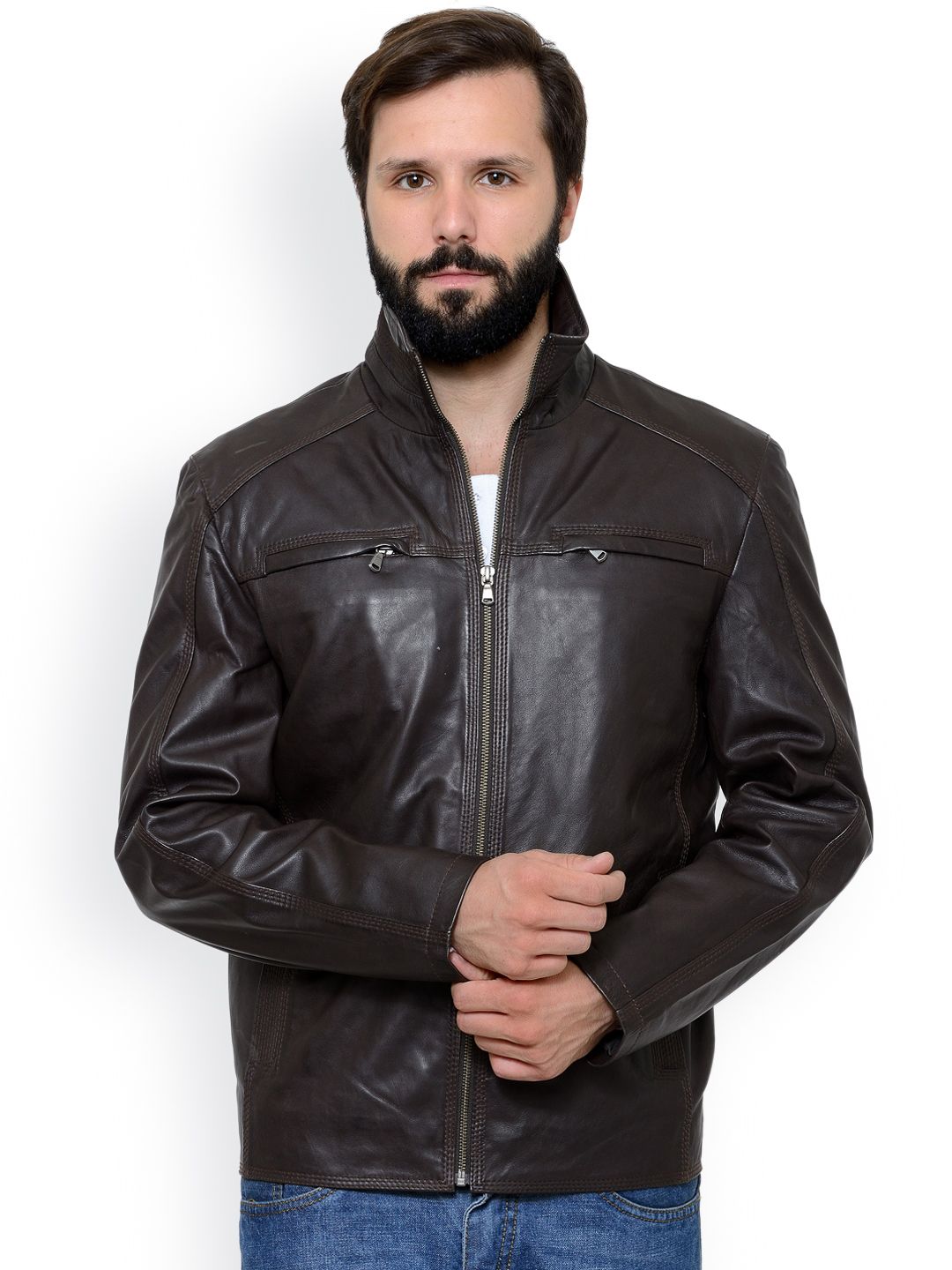 Teakwood Leathers Myn1620346 Brown Leather Jacket Best In Teakwood Leathers Myn1620346 Brown Leather Jacket In India