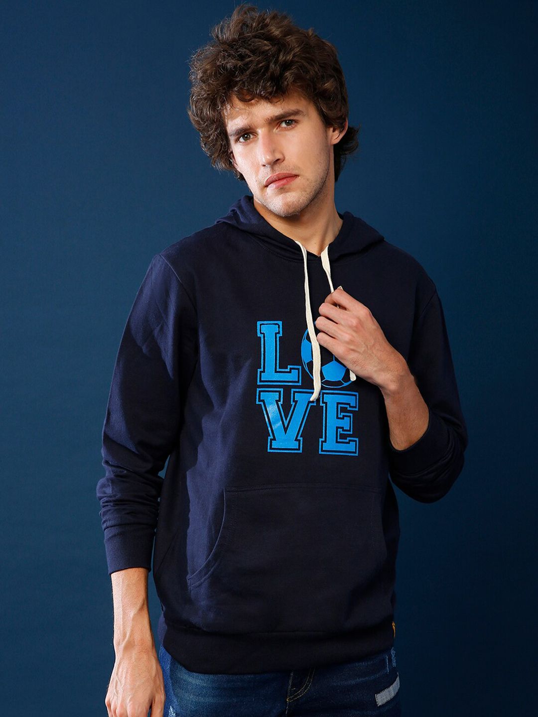 CAHOOT Men Navy Blue Printed Hooded Sweatshirt-picture-11