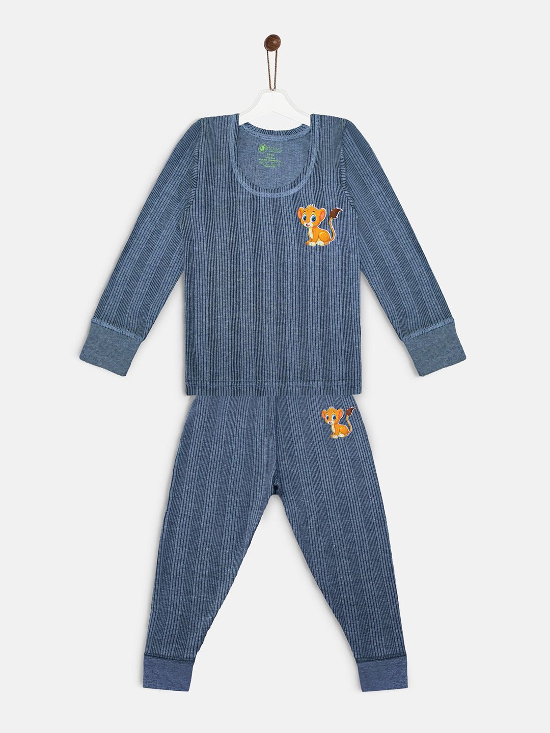 YK Basics Kids Blue & Black Striped Thermal Set-image-38