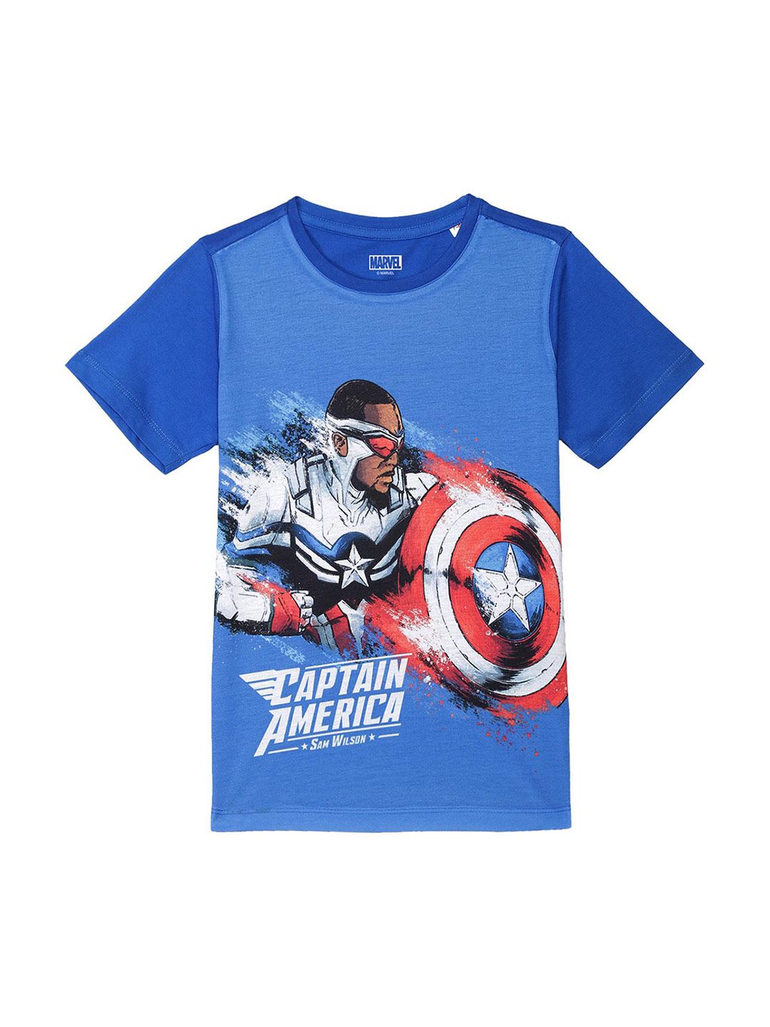 Marvel by Wear Your Mind Boys Blue Captain America Printed T-shirt-picture-13