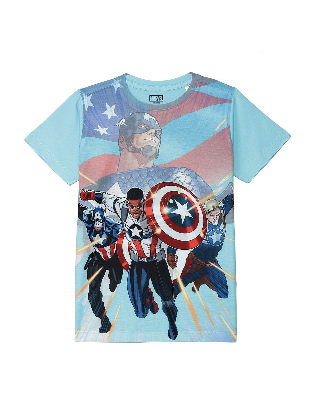 Marvel by Wear Your Mind Boys Blue Captain America Printed T-shirt-picture-21