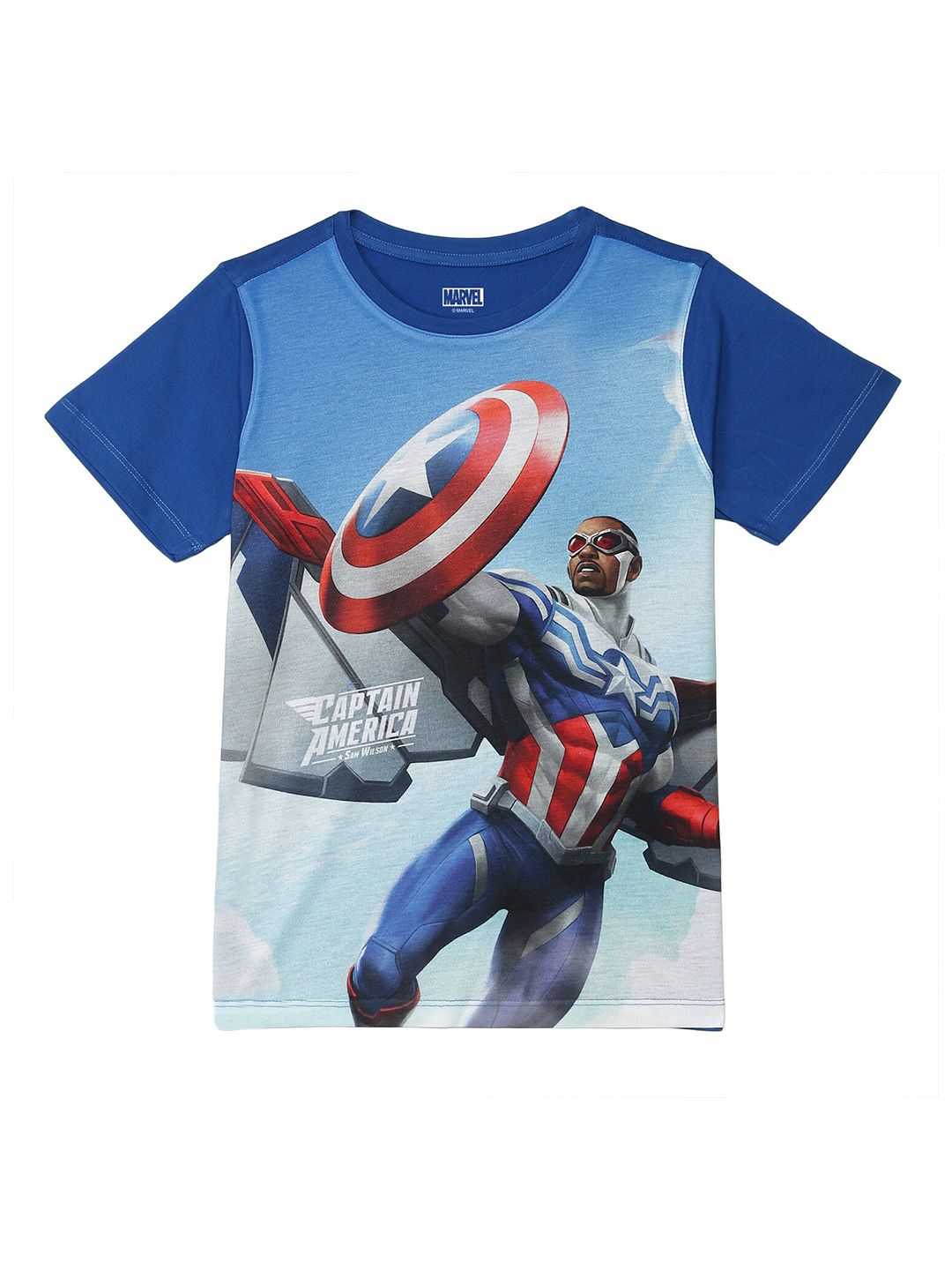 Marvel by Wear Your Mind Boys Blue Captain America Printed T-shirt-picture-20