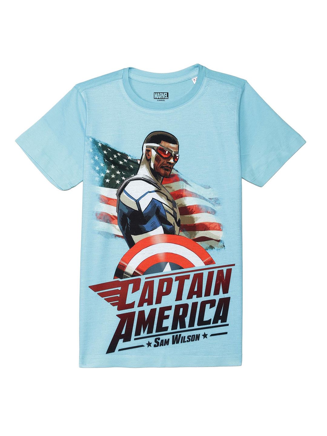Marvel by Wear Your Mind Boys Blue Captain America Printed T-shirt-picture-18