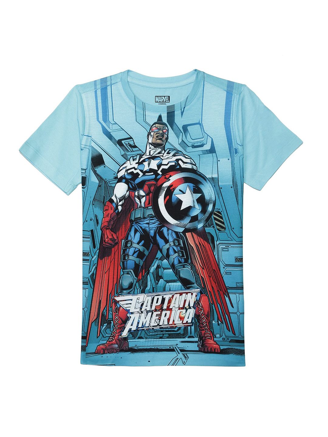 Marvel by Wear Your Mind Boys Blue Captain America Printed T-shirt-picture-16