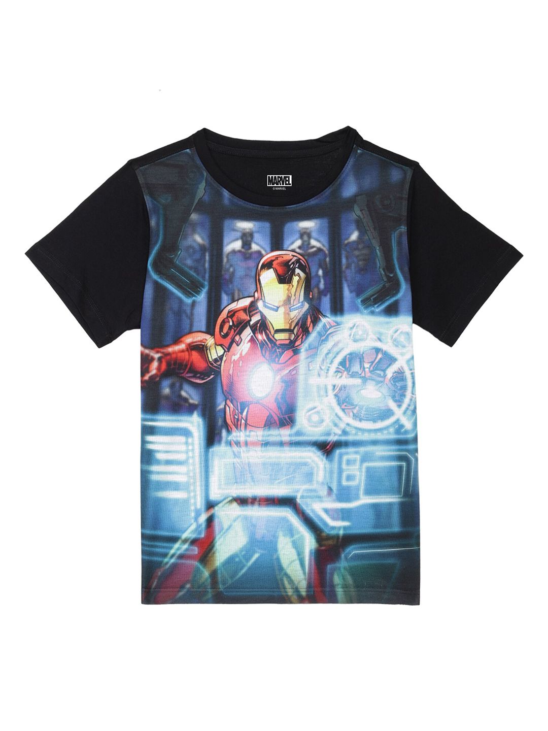 Marvel by Wear Your Mind Boys Black Iron Man Printed T-shirt-picture-12