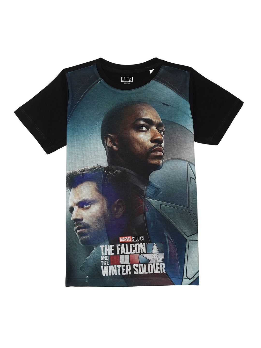 Marvel by Wear Your Mind Boys Black Sports Captain America Printed T-shirt-picture-30