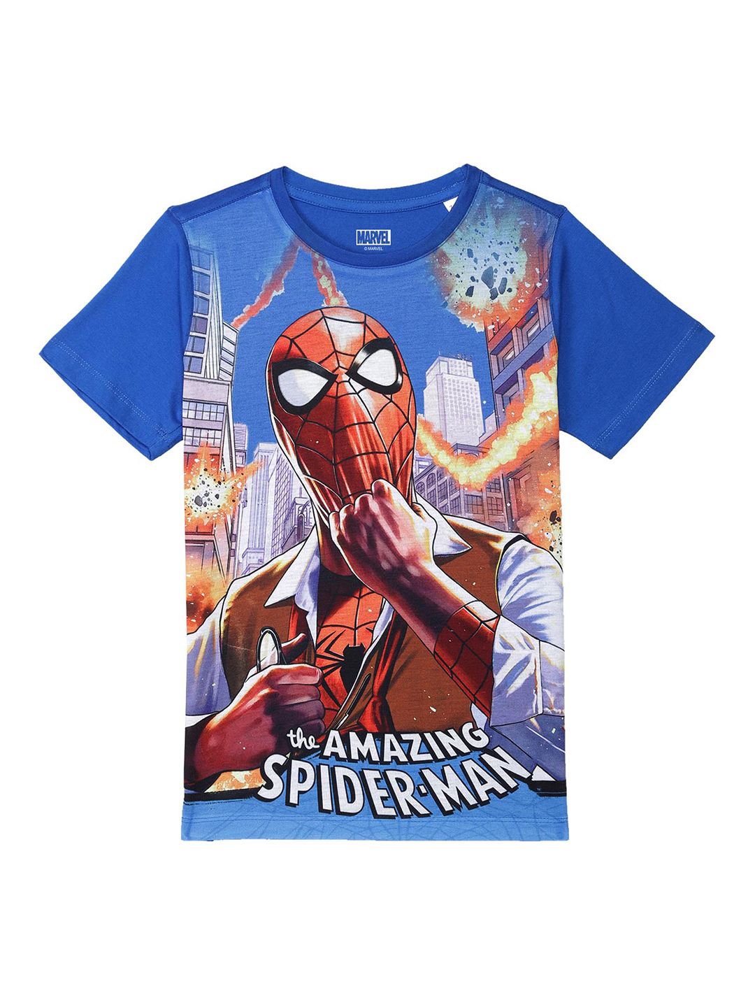 Marvel by Wear Your Mind Boys Blue Spiderman Printed T-shirt-picture-45