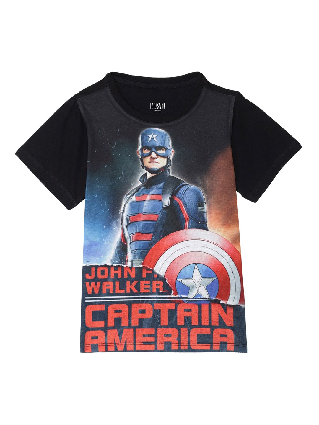Marvel by Wear Your Mind Boys Black Captain America Printed T-shirt-picture-24