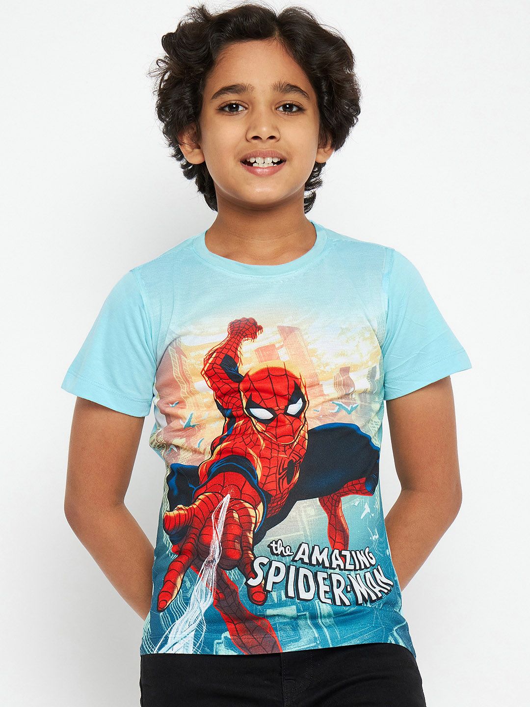 Marvel by Wear Your Mind Boys Blue & Red Spiderman Printed T-shirt-picture-23