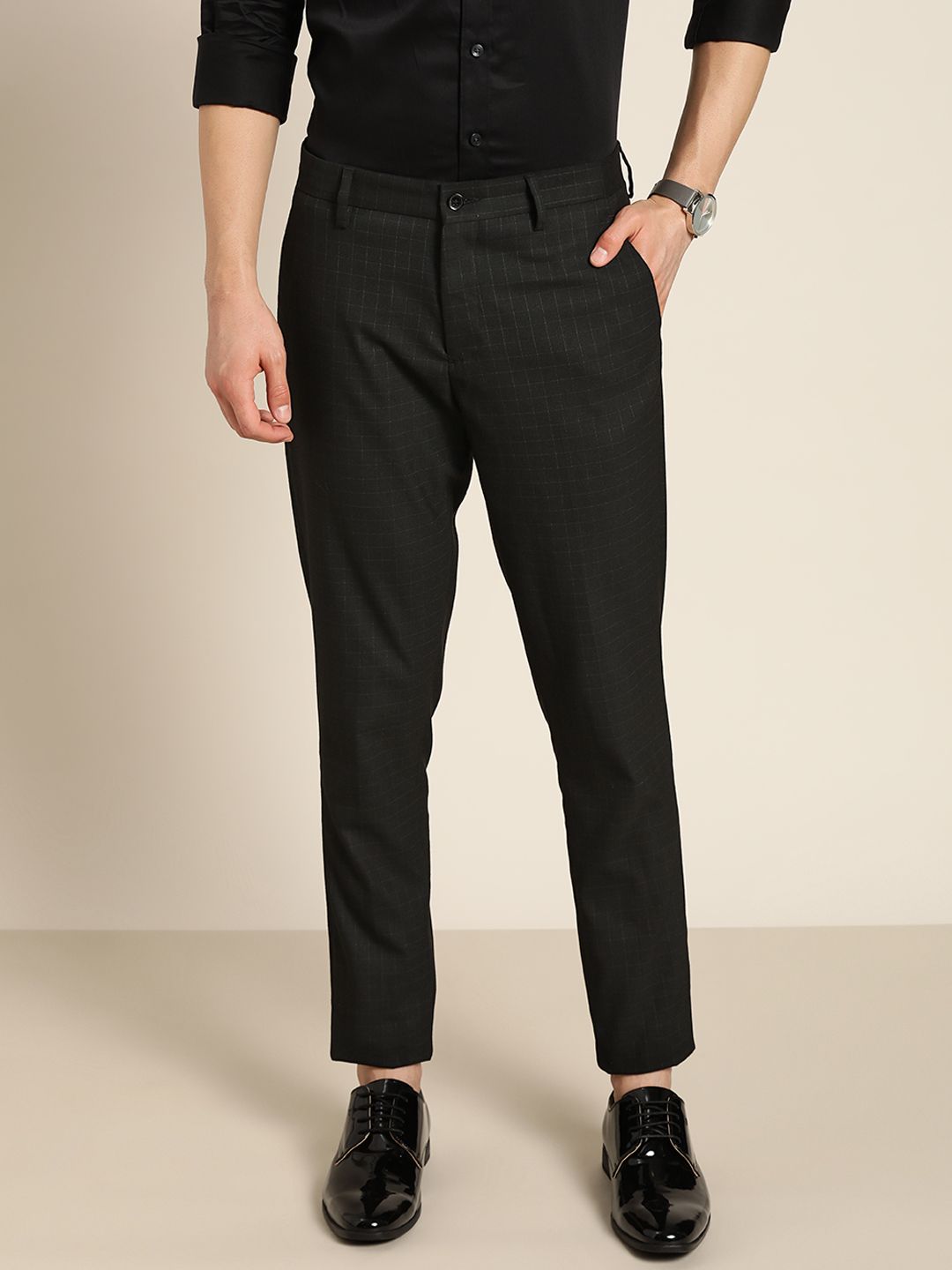 Buy INVICTUS Men Blue Slim Fit Checked Formal Trousers  Trousers for Men  2149724  Myntra