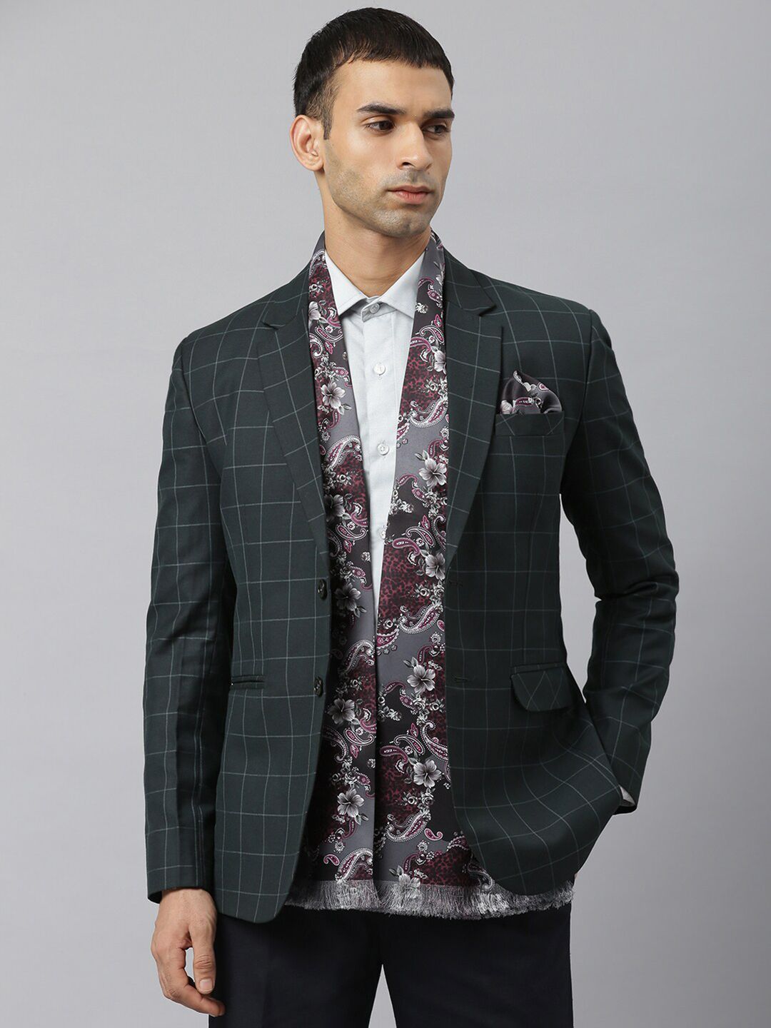 Tossido Men Burgundy & White Printed Stole & Pocket Square Set-image-41