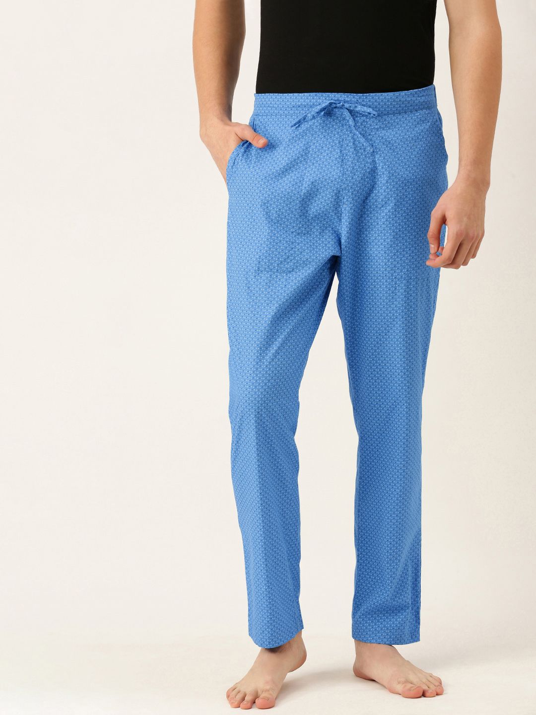 Peter England Men Blue Printed Pure Cotton Lounge Pants-picture-32