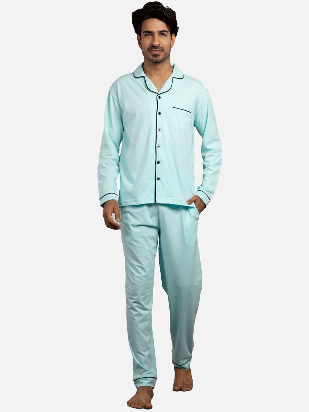 Nite Flite Men Turquoise Blue Night suit-picture-43