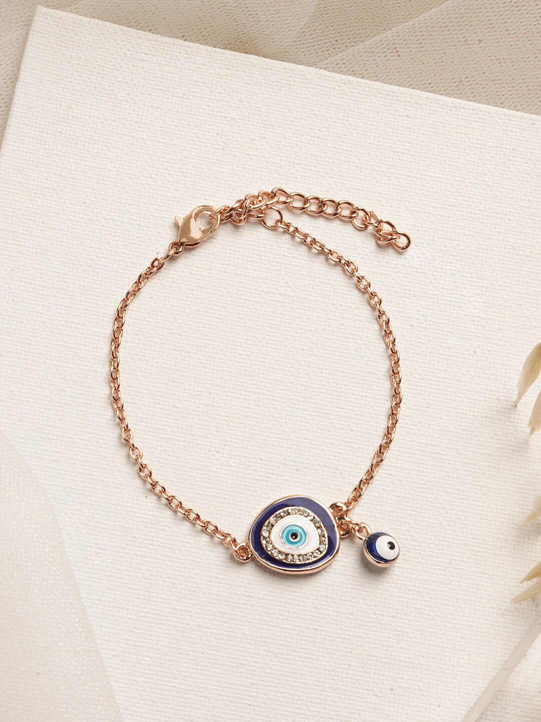 JOKER & WITCH Women Rose Gold-Toned & Blue Blue Evil Eye Bracelet-picture-27