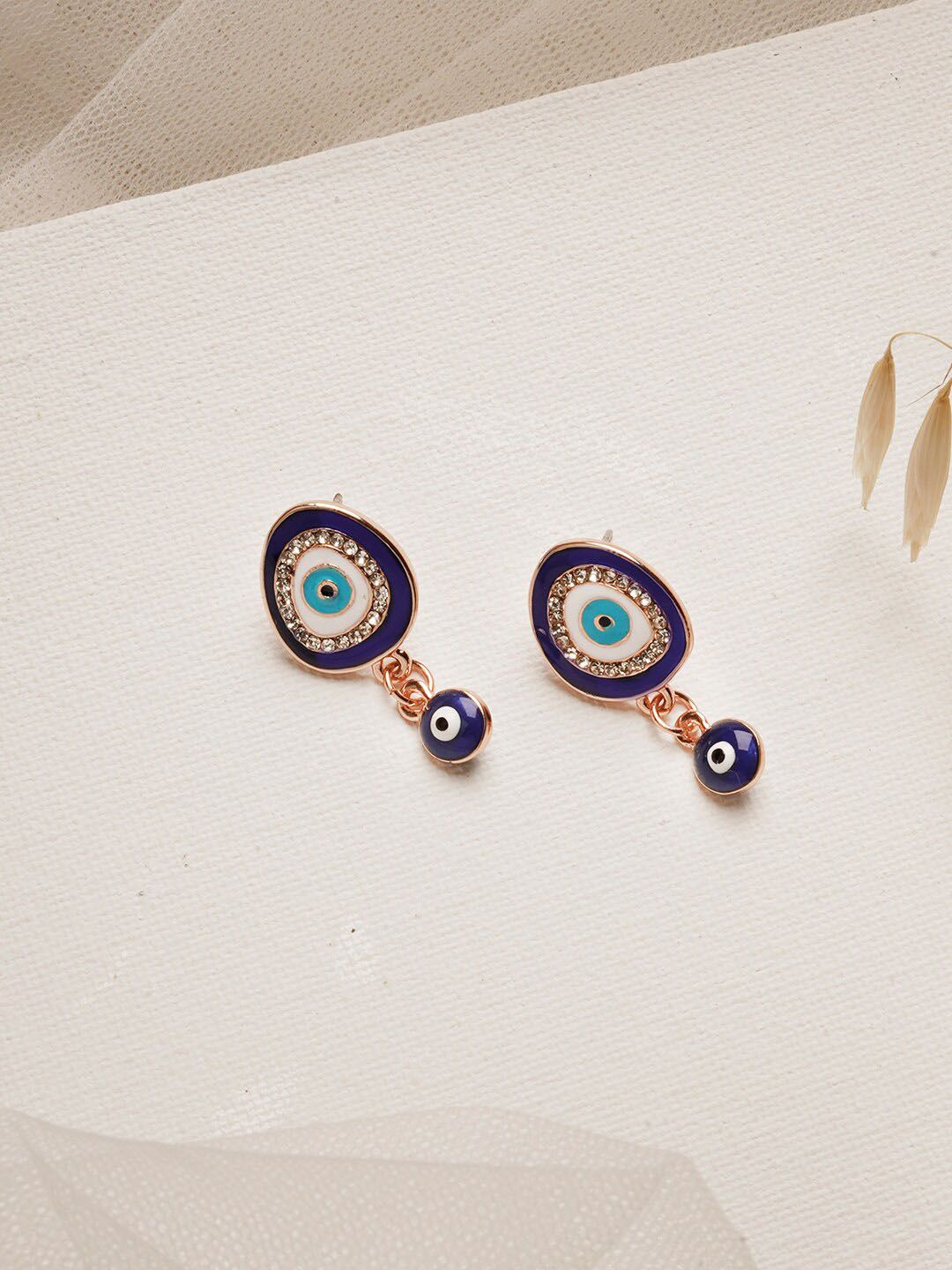 JOKER & WITCH Rose Contemporary Felix Blue Evil Eye Drop Earrings-picture-33