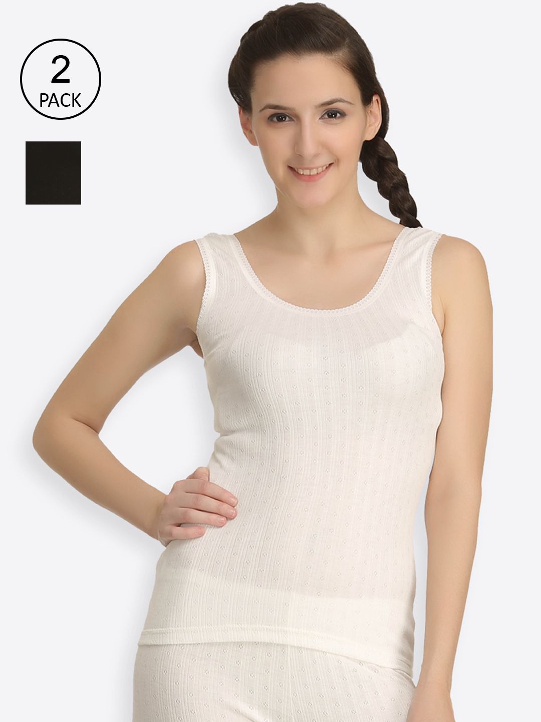 Kanvin Women Pack Of 2 Solid Thermal Tops-picture-23