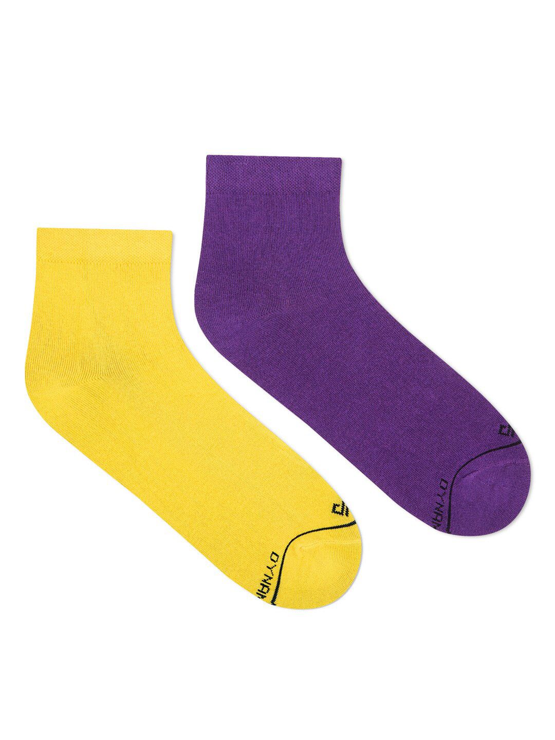Dynamocks Men Pack Of 2 Yellow & Purple Solid Ankle Length Socks-picture-12
