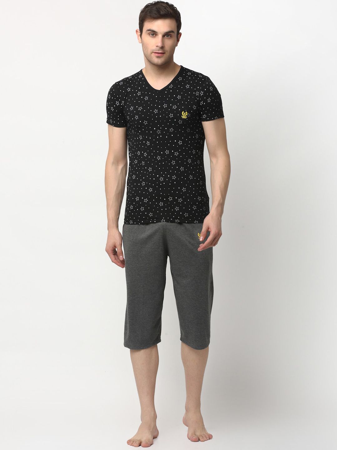 mack jonney VIMAL JONNEY Men Black & Grey Cotton Blend Track Suit-picture-19