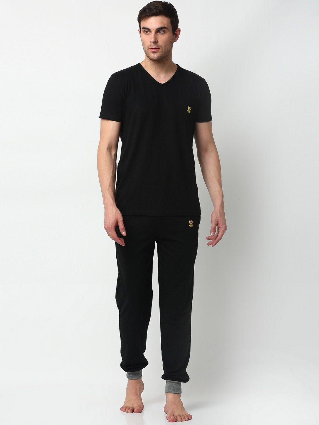 VIMAL JONNEY Men Black Cotton Blend Tracksuit-image-45