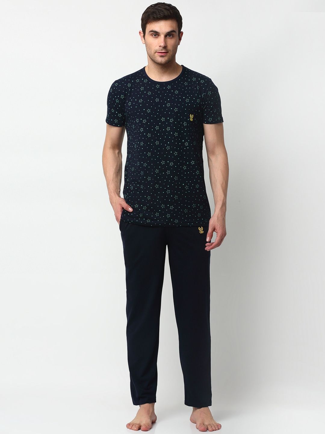 mack jonney VIMAL JONNEY Men Navy Blue Printed Night suit-picture-34