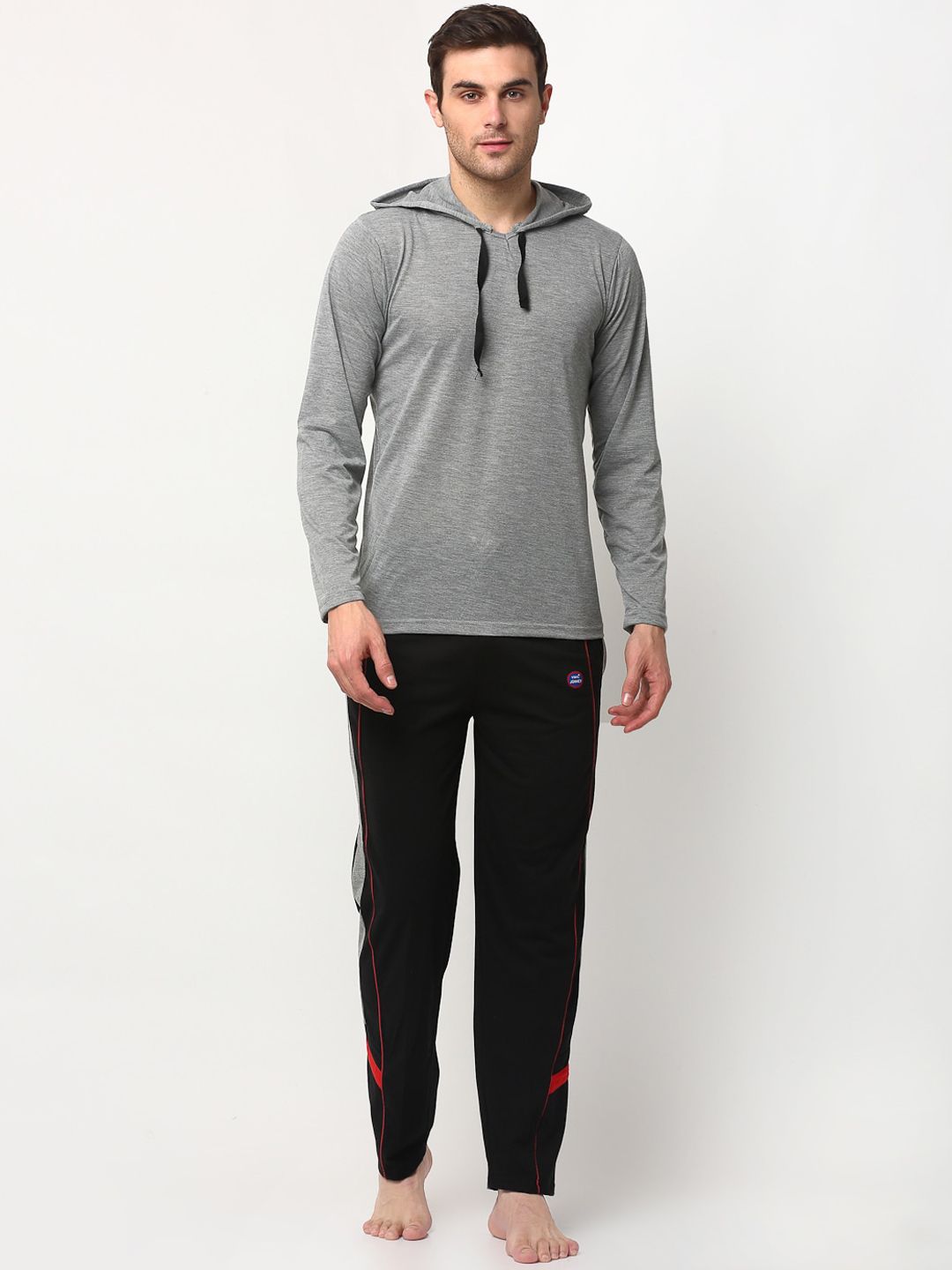 mack jonney VIMAL JONNEY Men Grey & Black Night suit-picture-13