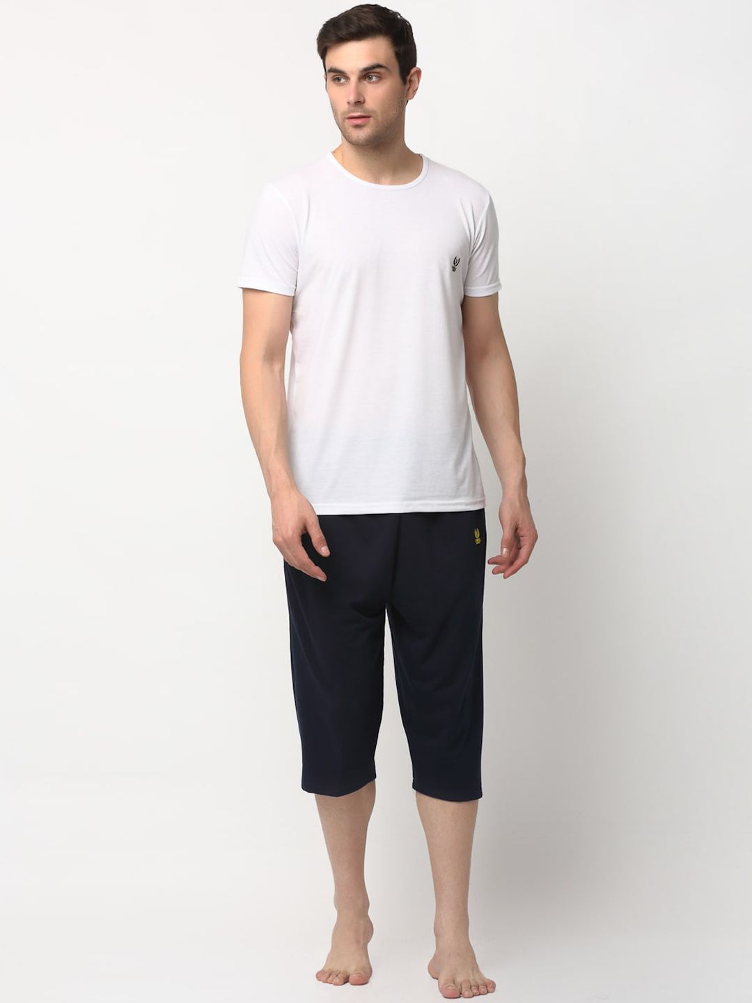 mack jonney VIMAL JONNEY Men White & Navy Blue Night suit-picture-17