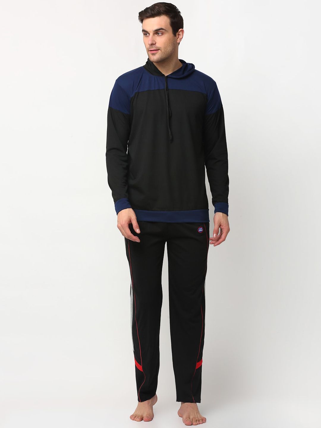 mack jonney VIMAL JONNEY Men Black & Grey Cotton Blend Track Suit-picture-39