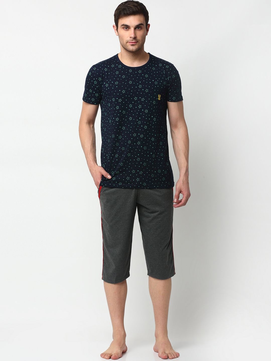 mack jonney Vimal Jonney Men Navy Blue Printed Cotton Blend Track Suit-picture-32