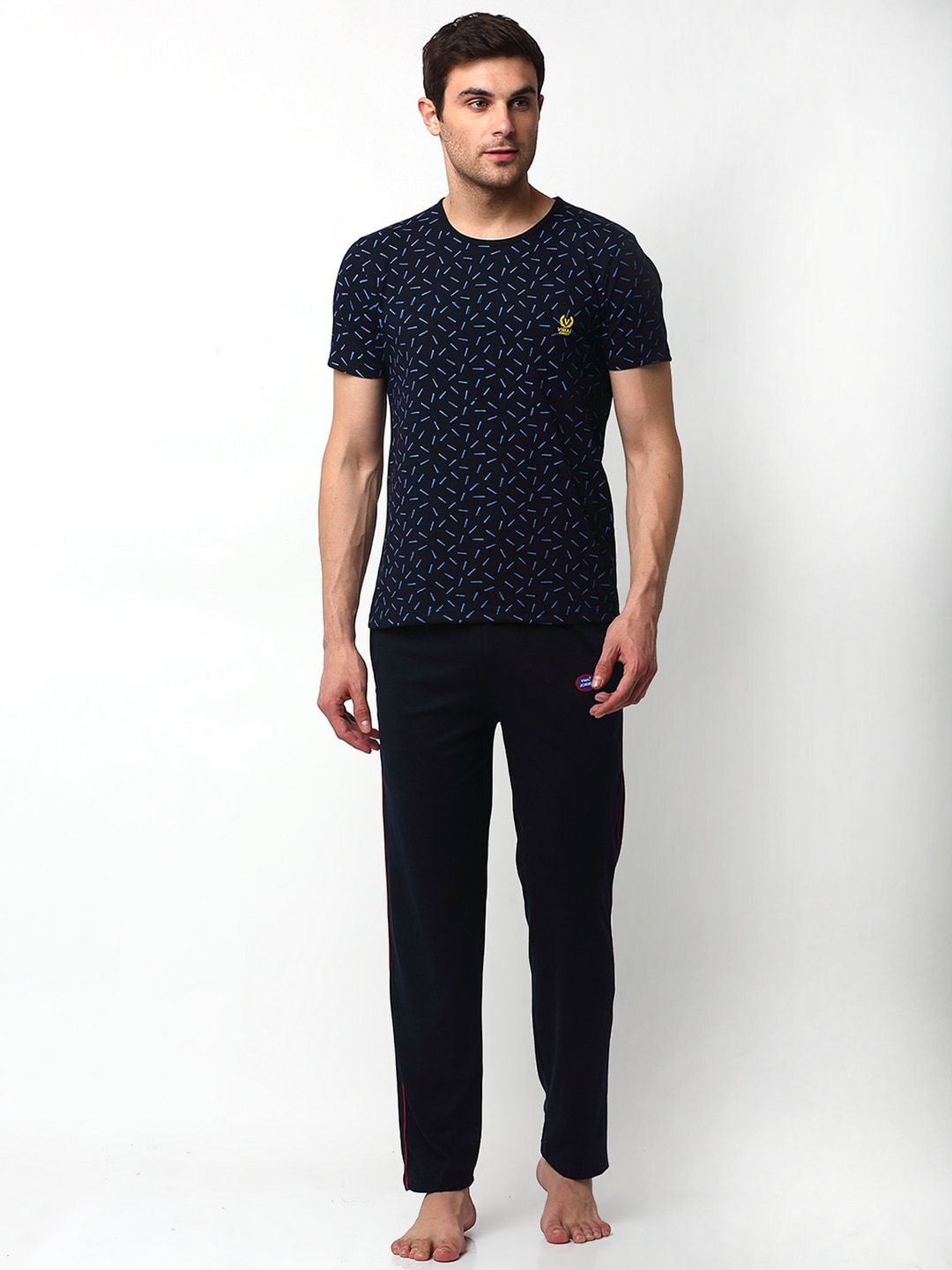 mack jonney Vimal Jonney Men Navy Blue Printed Cotton Blend Track Suit-picture-46
