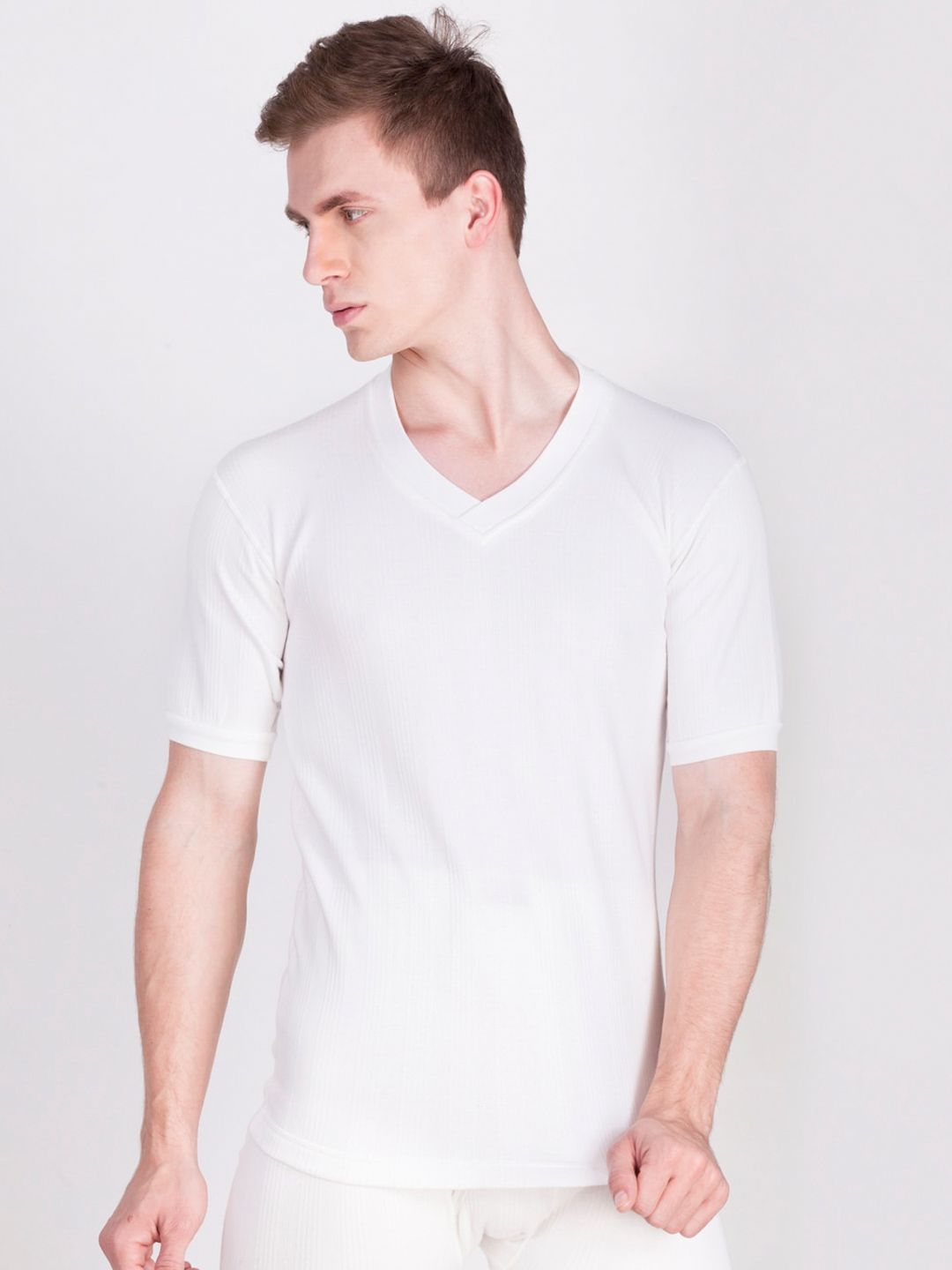 Dollar Ultra Men Off White Solid Cotton Thermal Top-picture-33