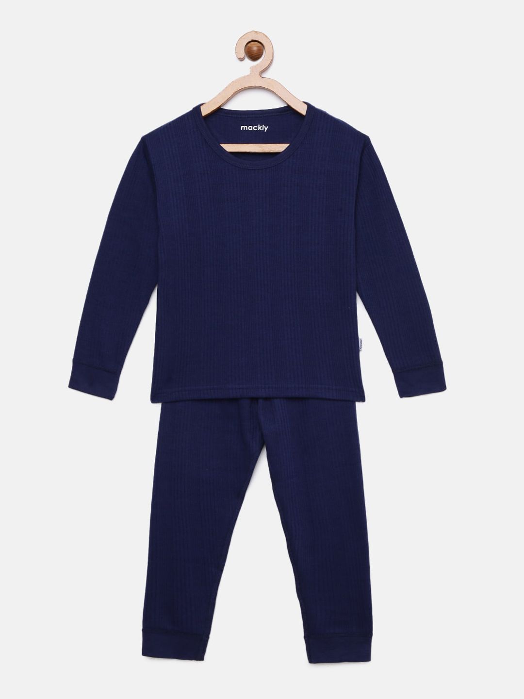 mackly Kids Navy Blue Solid Thermal Set-picture-37