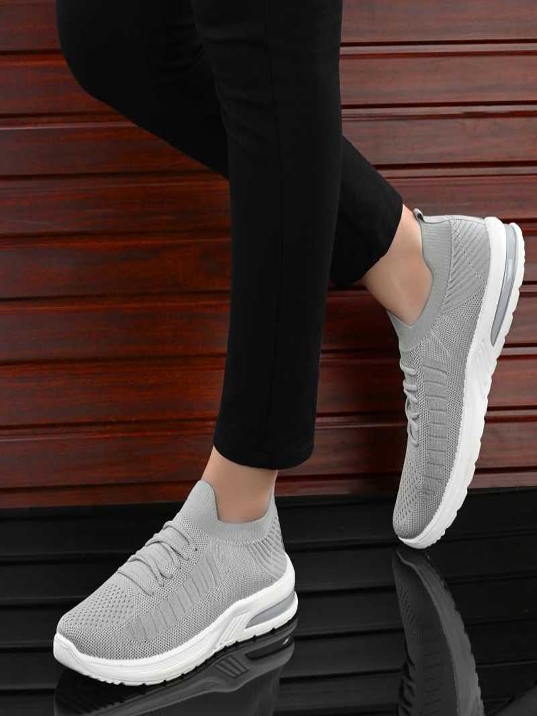 Shoetopia Girls Grey Woven Design Regular Sneakers