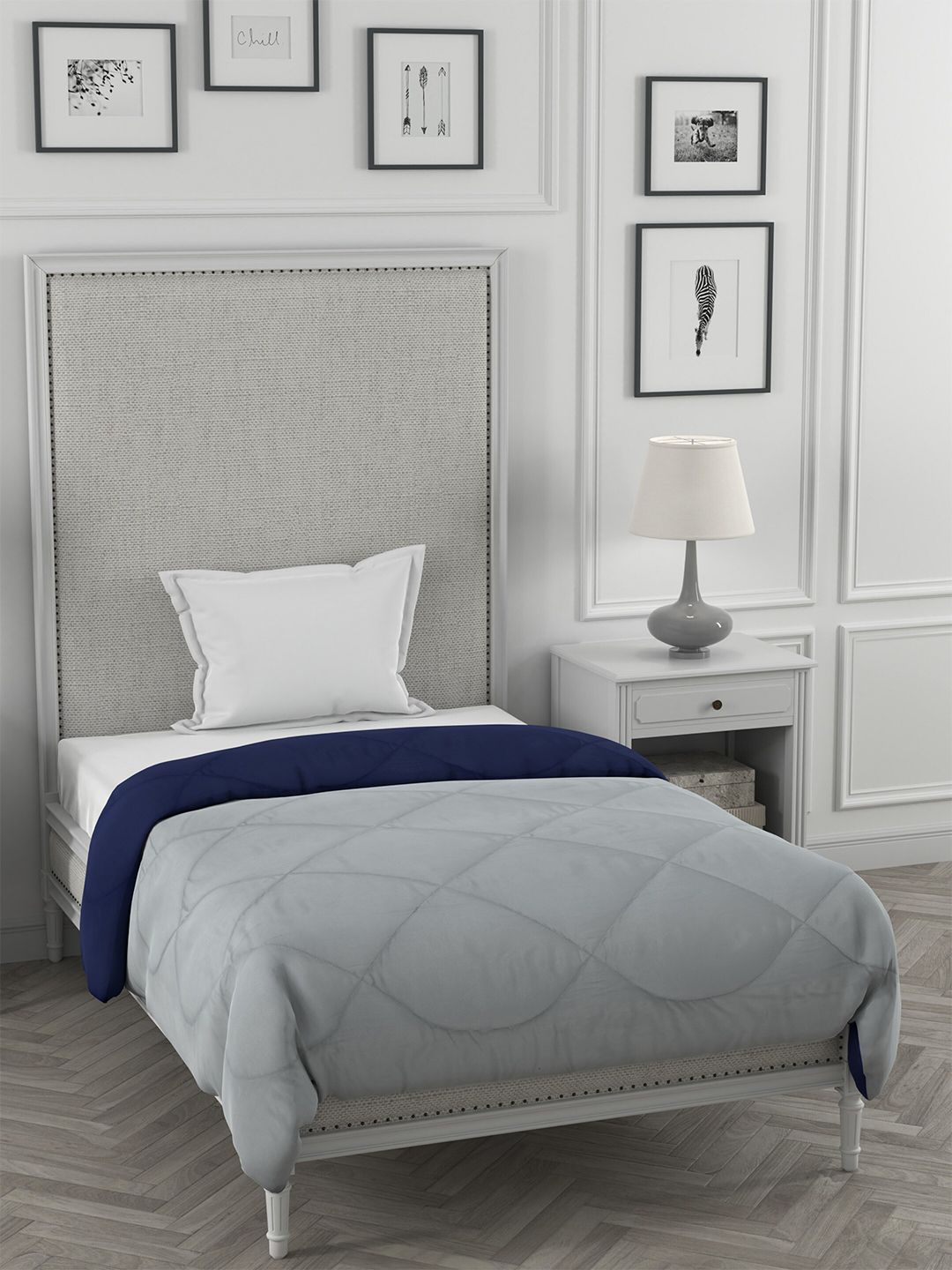JAIPUR FABRIC Grey & Navy Blue Microfiber Heavy Winter 250 GSM Single Bed Comforter-image-45